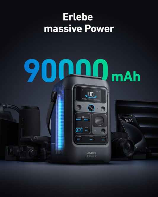 Anker SOLIX C300X DC Tragbare Powerstation mit 100W Solarpanel, 288Wh LiFePO4-Akku, 300W Solargenerator, für Outdoor, Camping, Reisen und Notfälle