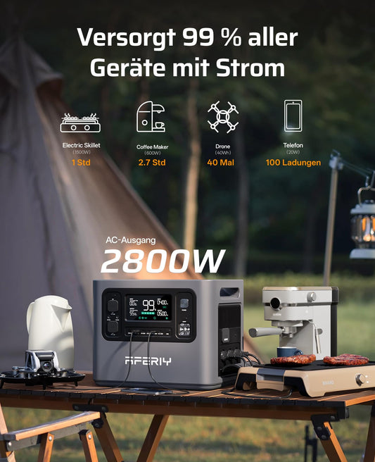 AFERIY 2800W Powerstation 6,144Wh Set, Mit 2048Wh 2 Erweiterungsakku, 1,5h Schnellladung, 13 Ausgänge, Reine Sinuswelle 230V, 6144Wh LiFePO4 Solar-Generator Für Camping/Home-Office 2026 Neu