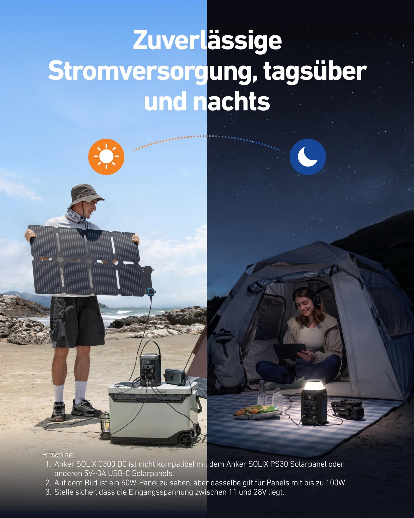 Anker SOLIX C300X DC Tragbare Powerstation mit 100W Solarpanel, 288Wh LiFePO4-Akku, 300W Solargenerator, für Outdoor, Camping, Reisen und Notfälle