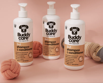 Buddycare 2in1 Hundeshampoo & Conditioner 500ml – Für Langhaar, Welpen & alle Hunderassen