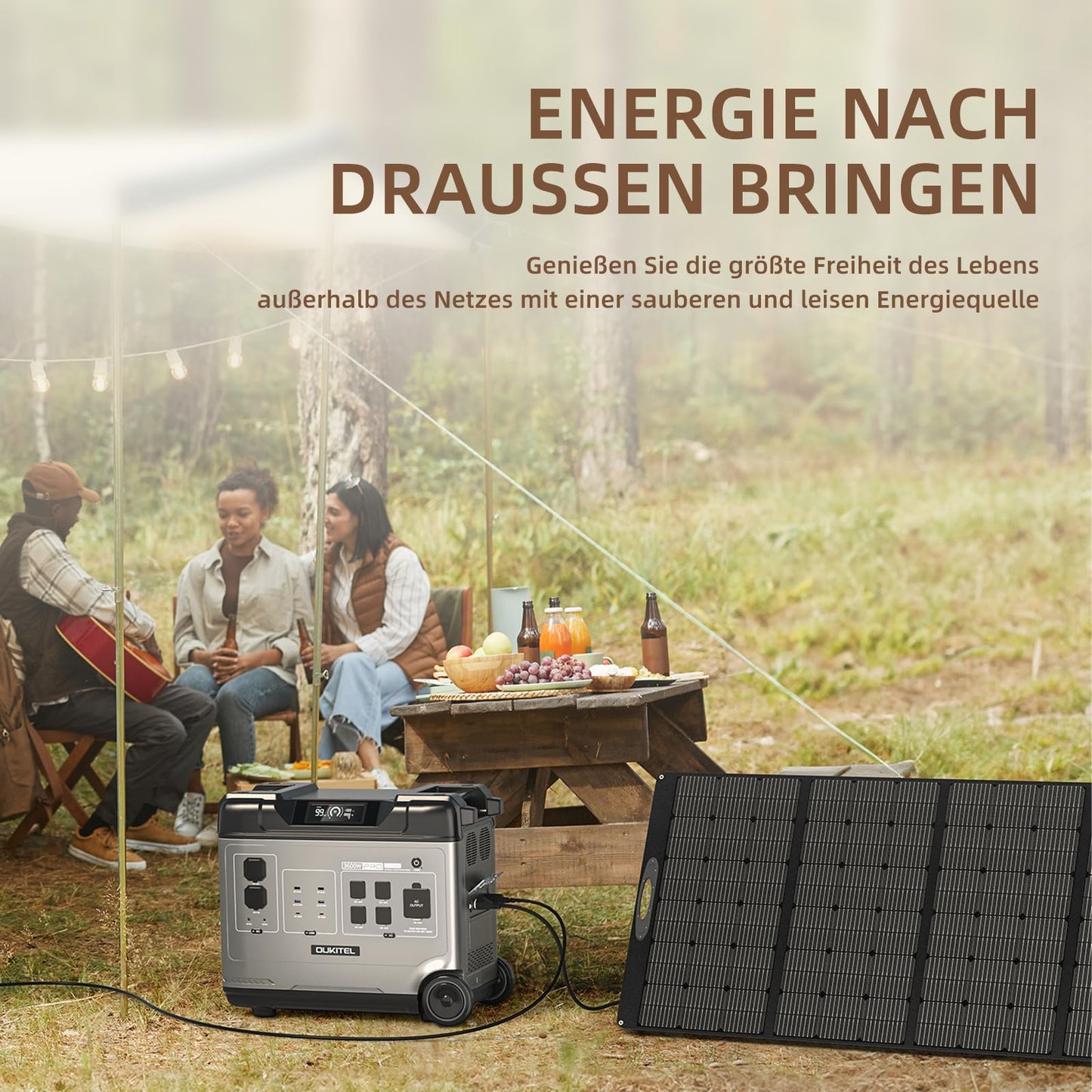 OUKITEL P5000 Pro 5120Wh Große Kapazität Tragbare Powerstation, 5×4000W AC-Steckdosen (8000W Spitzenleistung) Solargenerator, LiFePO₄-Akku, Für Camping und Stromausfälle