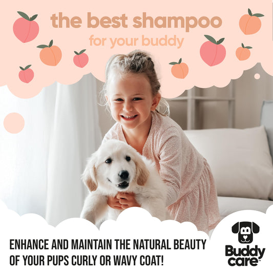 Curly Coat Entwirrendes Hundeshampoo von Buddycare | Tiefenreinigendes Shampoo für Hunde | Pfirsichduft | Mit Aloe Vera und Provitamin B5 (500ml)
