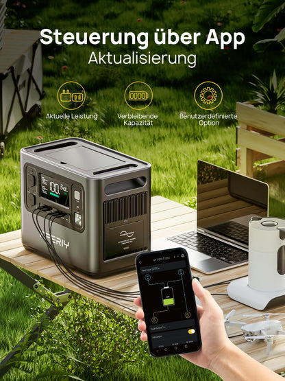 AFERIY Solar Generator 2400W mit 400W Solarmodule, 2048Wh Tragbare Powerstation, LiFePO4 Batterie, Schnellladung in 1,2 Std. Faltbar Solarpanel mit USB, IP65, für Outdoor Camping, Stromausfälle Neu