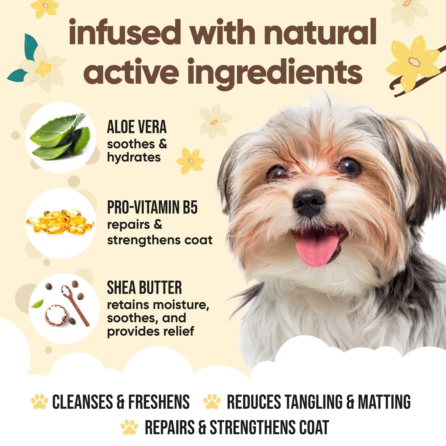 Buddycare Hundeshampoo Vanille & Sheabutter 500ml – Feuchtigkeitspflege mit Aloe Vera & Pro-Vitamin B5
