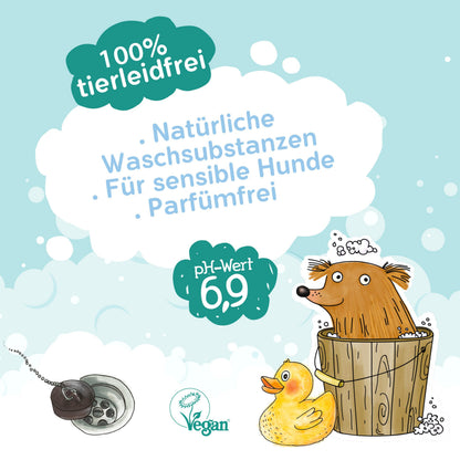 Glückstier Hundeshampoo | parfümfrei | 250 ml | für Welpen und Sensible Hundenasen