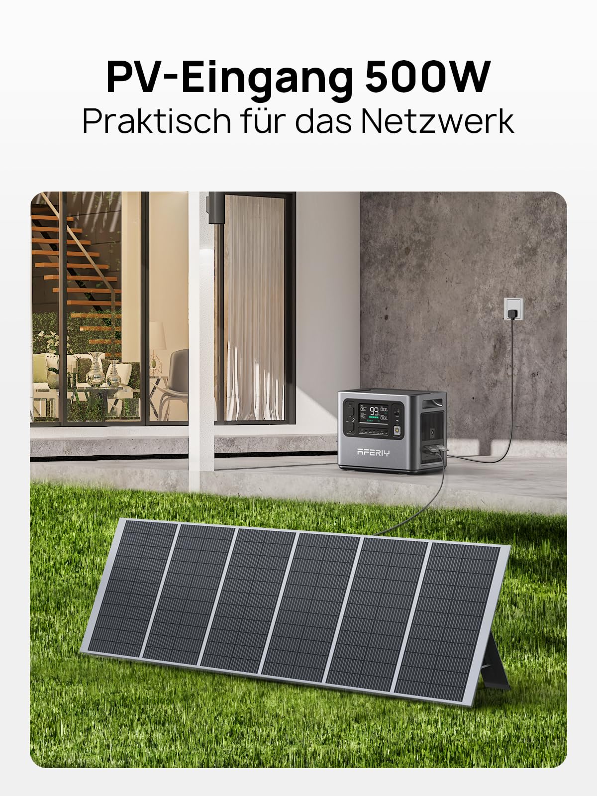 AFERIY Solar Generator 2400W mit 400W Solarmodule, 2048Wh Tragbare Powerstation, LiFePO4 Batterie, Schnellladung in 1,2 Std. Faltbar Solarpanel mit USB, IP65, für Outdoor Camping, Stromausfälle Neu