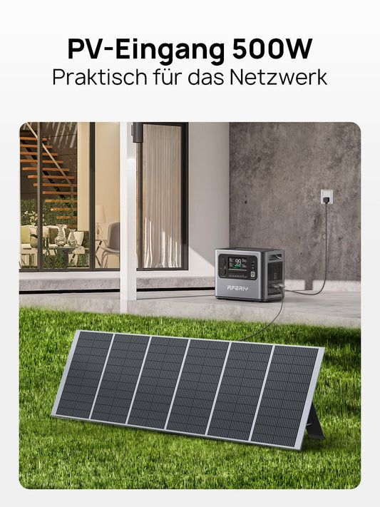 AFERIY Solar Generator 2400W mit 400W Solarmodule, 2048Wh Tragbare Powerstation, LiFePO4 Batterie, Schnellladung in 1,2 Std. Faltbar Solarpanel mit USB, IP65, für Outdoor Camping, Stromausfälle Neu