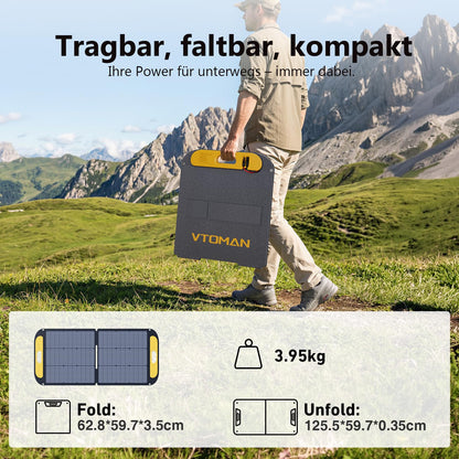 VTOMAN Jump 2200 Tragbare Powerstation mit 110W Leicht Faltbares Solarpanel - 2200W/1548Wh LiFePO4 Batterie Solar Stromgenerator, Erweiterbare Kapazität auf 3096Wh für Reisen, Wohnmobil