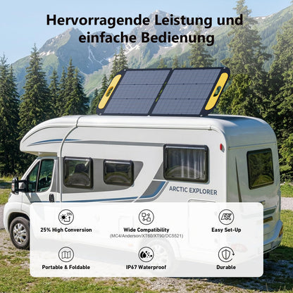VTOMAN Jump 2200 Tragbare Powerstation mit 110W Leicht Faltbares Solarpanel - 2200W/1548Wh LiFePO4 Batterie Solar Stromgenerator, Erweiterbare Kapazität auf 3096Wh für Reisen, Wohnmobil