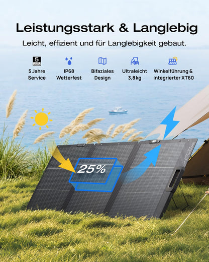 EF ECOFLOW Tragbare Powerstation RIVER 2 MAX mit 160W faltbare solar panel, 512 Wh Solargenerator mit LiFeP04, Schnellladung in 1 Stunde, bis zu 1000 W Leistung, Balkonkraft für Camping