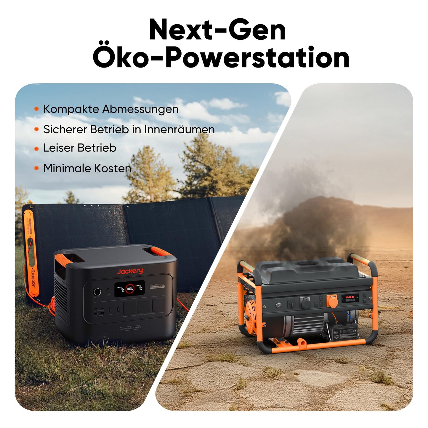 Jackery E3000 V2 3072Wh Powerstation mit Jackery Faltbarem Trolley, 3600W Dauerleistung, 7200W Spitze, 2x USB-C PD100W, LiFePO4 Akku, Notstrom für Zuhause, Camping & Wohnmobil