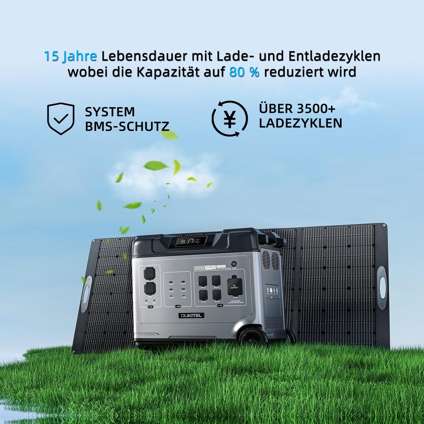 OUKITEL P5000 Pro 5120Wh Große Kapazität Tragbare Powerstation, 5×4000W AC-Steckdosen (8000W Spitzenleistung) Solargenerator, LiFePO₄-Akku, Für Camping und Stromausfälle