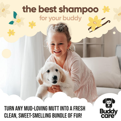 Buddycare Hundeshampoo Vanille & Sheabutter 500ml – Feuchtigkeitspflege mit Aloe Vera & Pro-Vitamin B5